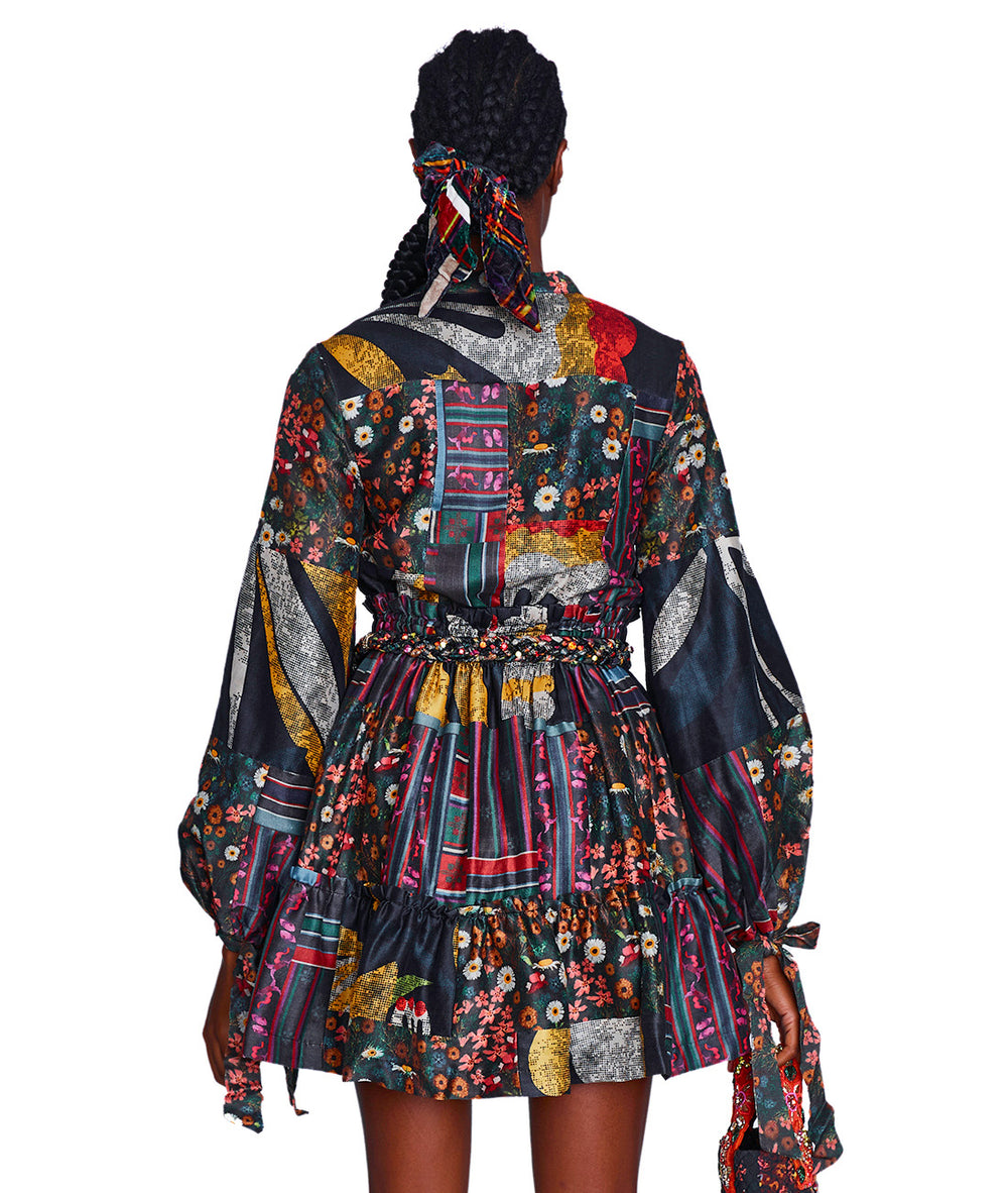 Ligeia Multi-Print Tiered Mini Dress