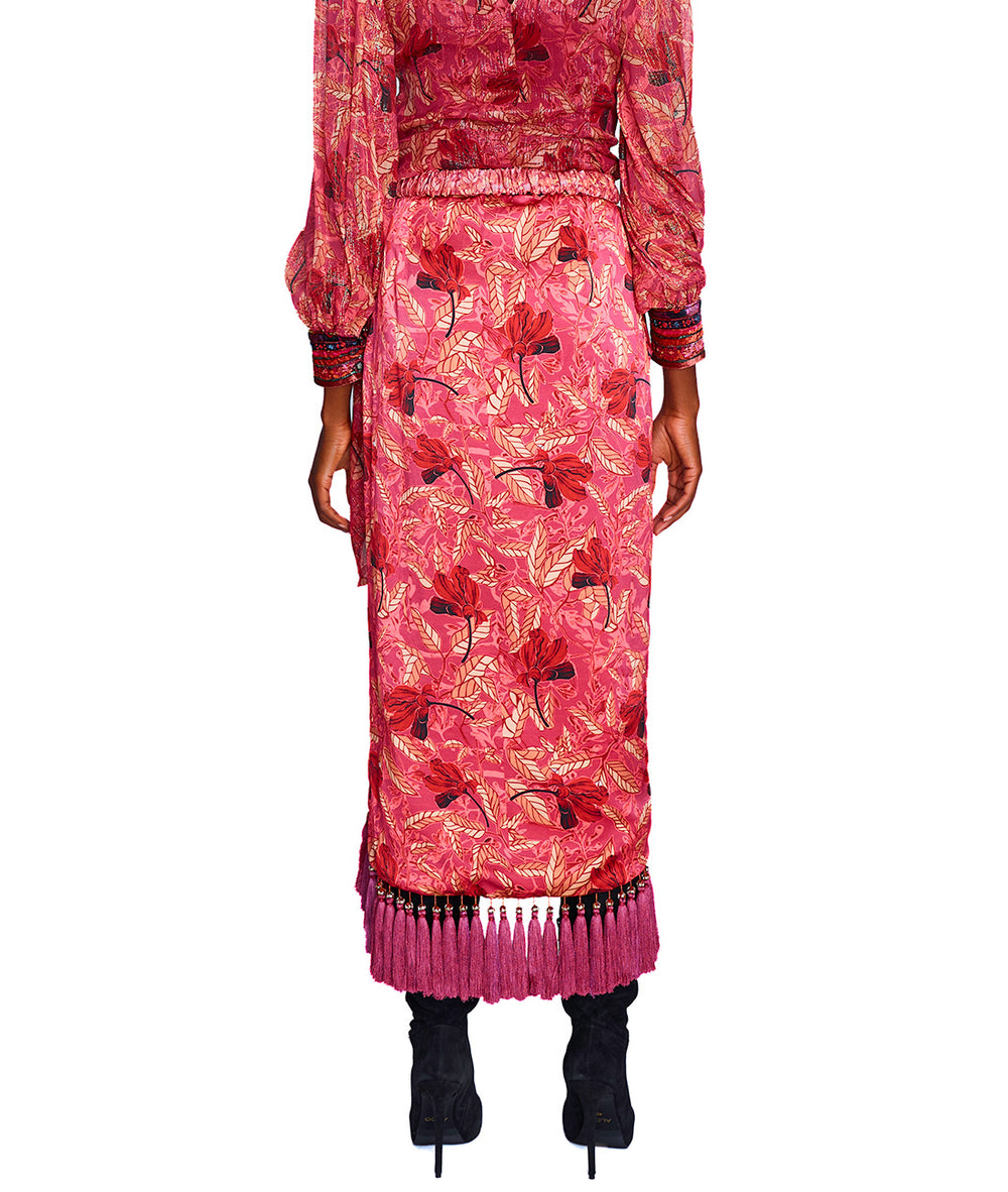 Saroja Silk Satin Wrap Skirt