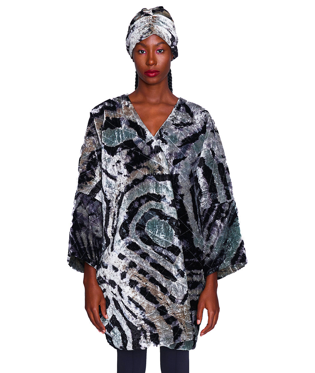 Lenora Velvet Quilted Kimono Jacket Roopa Pemmaraju
