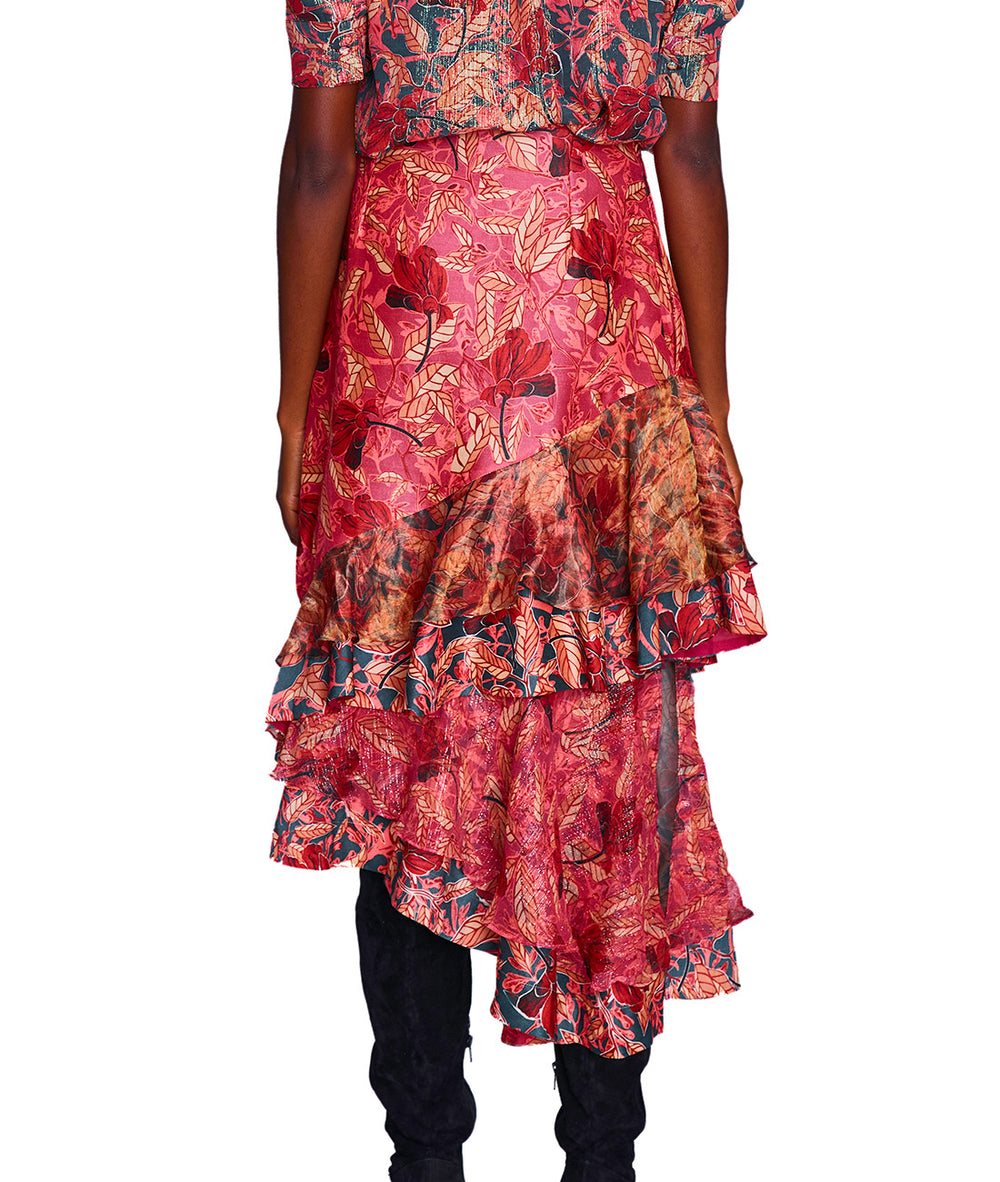 Annabel Asymmetrical Ruffled Midi Skirt