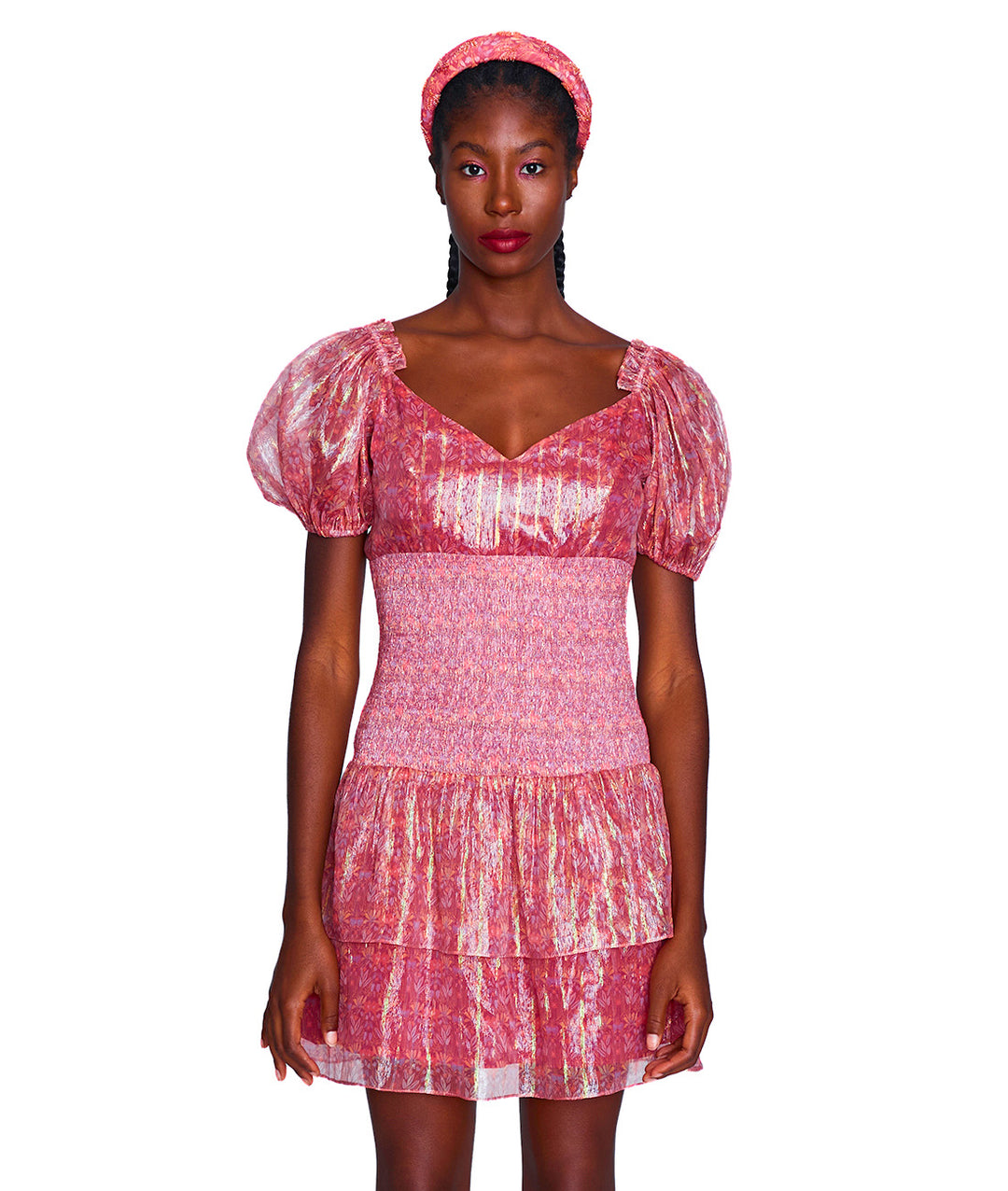 Serena Silk Organza Puff Sleeve Mini Dress
