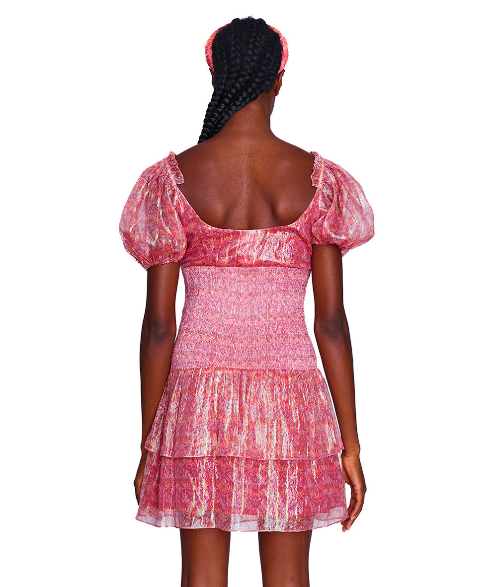 Serena Silk Organza Puff Sleeve Mini Dress